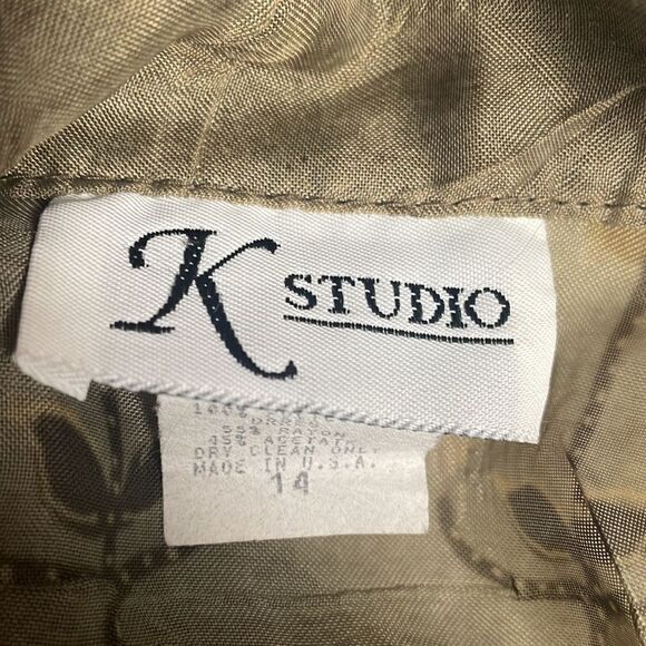 K Studio Sheer Blouse Button Up, Ladies 14, Green Floral Pattern - Picture 8 of 8